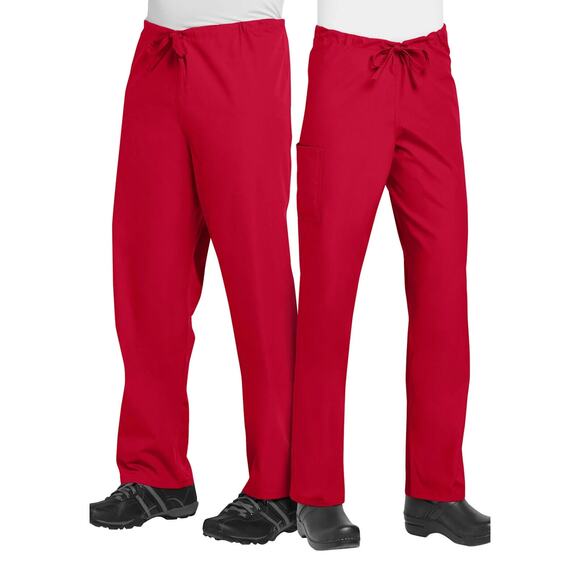 Landau Unisex Relaxed Fit Medical Durable Pant Bottom Red 2XL Set Of 2 #7602 - Picture 1 of 5